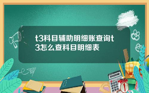 t3科目辅助明细账查询t3怎么查科目明细表