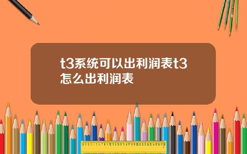 t3系统可以出利润表t3怎么出利润表