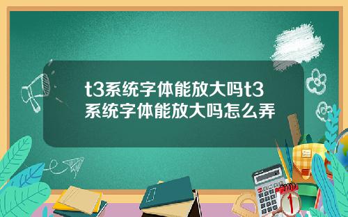 t3系统字体能放大吗t3系统字体能放大吗怎么弄