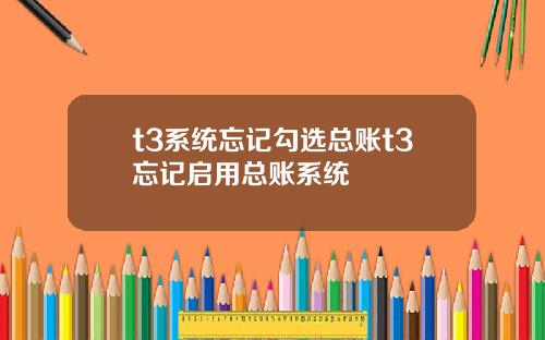 t3系统忘记勾选总账t3忘记启用总账系统
