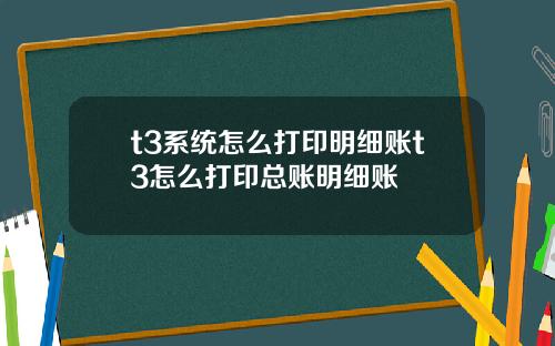 t3系统怎么打印明细账t3怎么打印总账明细账