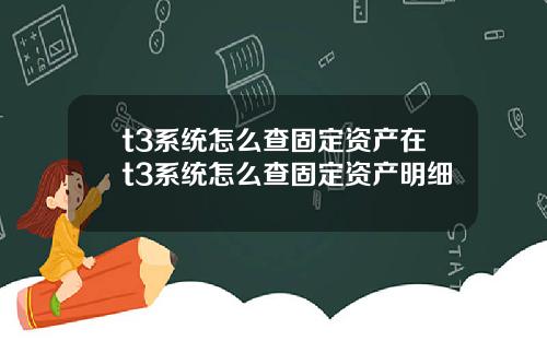 t3系统怎么查固定资产在t3系统怎么查固定资产明细