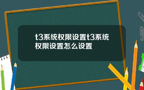 t3系统权限设置t3系统权限设置怎么设置