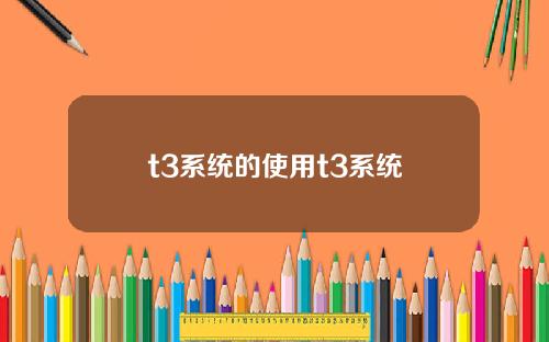 t3系统的使用t3系统