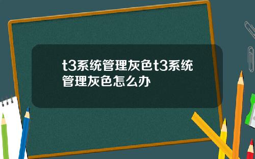 t3系统管理灰色t3系统管理灰色怎么办