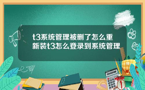 t3系统管理被删了怎么重新装t3怎么登录到系统管理