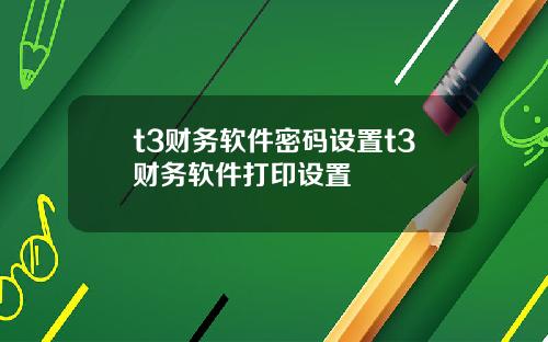 t3财务软件密码设置t3财务软件打印设置