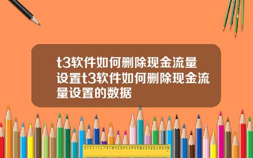 t3软件如何删除现金流量设置t3软件如何删除现金流量设置的数据
