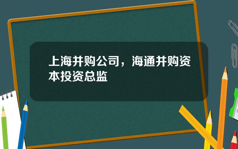 上海并购公司，海通并购资本投资总监