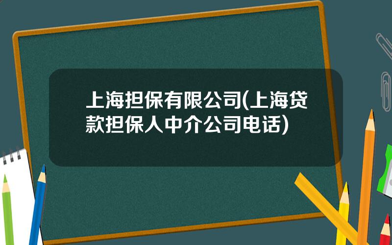 上海担保有限公司(上海贷款担保人中介公司电话)