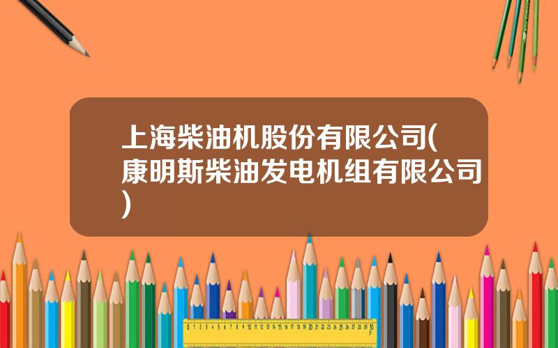 上海柴油机股份有限公司(康明斯柴油发电机组有限公司)