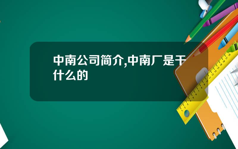 中南公司简介,中南厂是干什么的