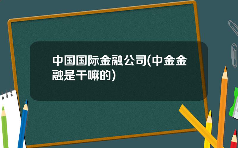 中国国际金融公司(中金金融是干嘛的)