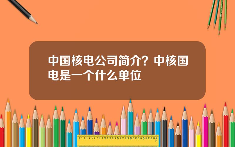 中国核电公司简介？中核国电是一个什么单位