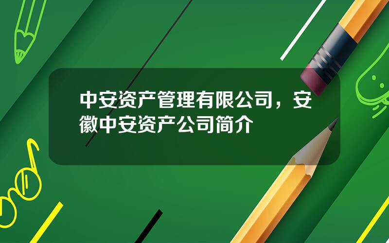 中安资产管理有限公司，安徽中安资产公司简介