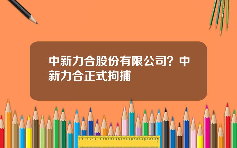 中新力合股份有限公司？中新力合正式拘捕
