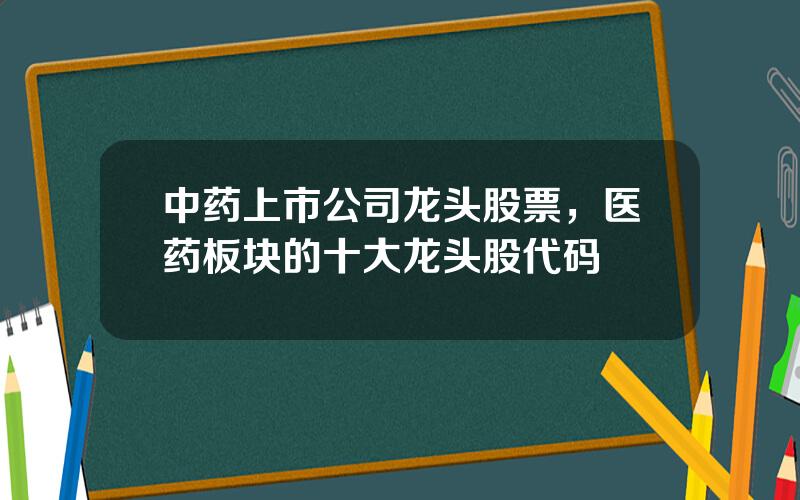 中药上市公司龙头股票，医药板块的十大龙头股代码