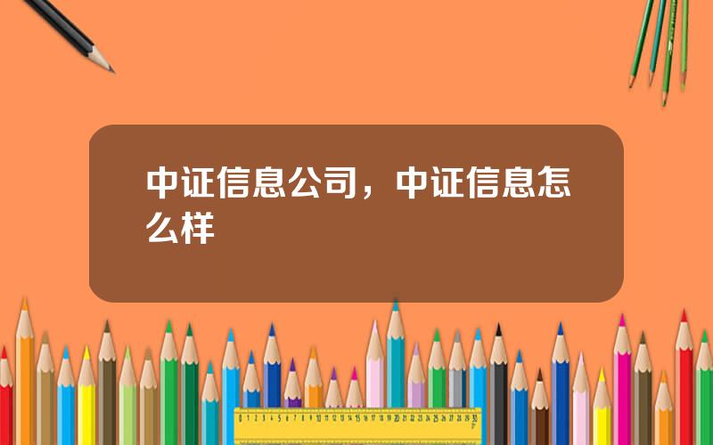 中证信息公司，中证信息怎么样