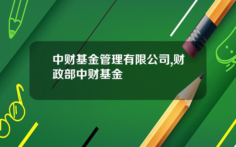 中财基金管理有限公司,财政部中财基金