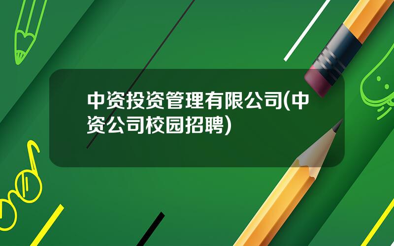 中资投资管理有限公司(中资公司校园招聘)