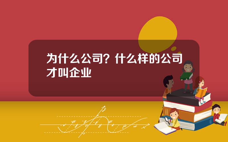 为什么公司？什么样的公司才叫企业
