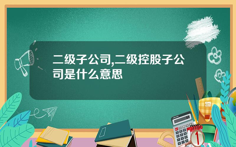 二级子公司,二级控股子公司是什么意思