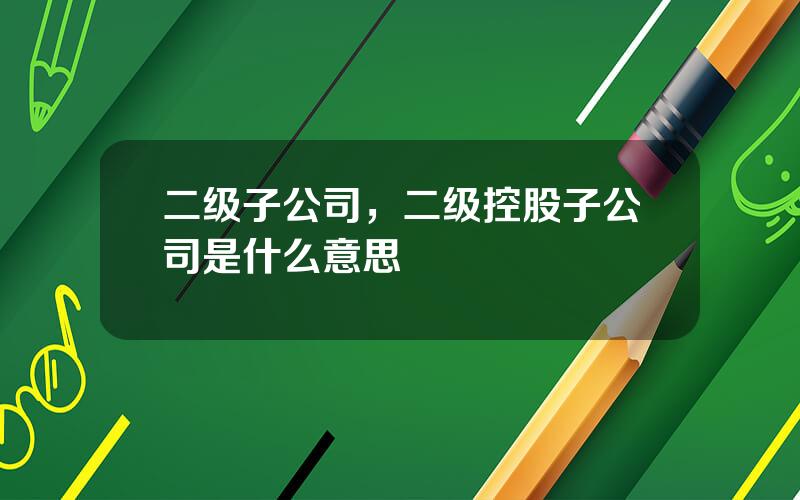 二级子公司，二级控股子公司是什么意思