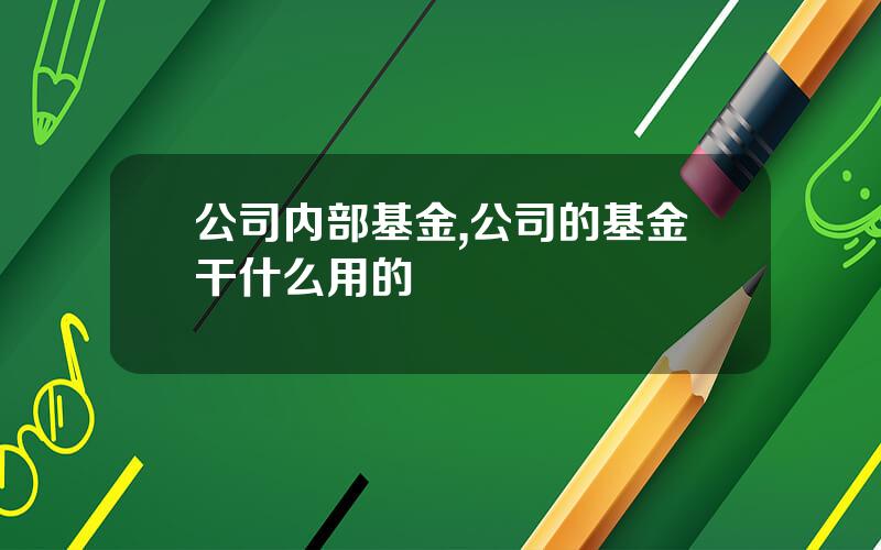 公司内部基金,公司的基金干什么用的