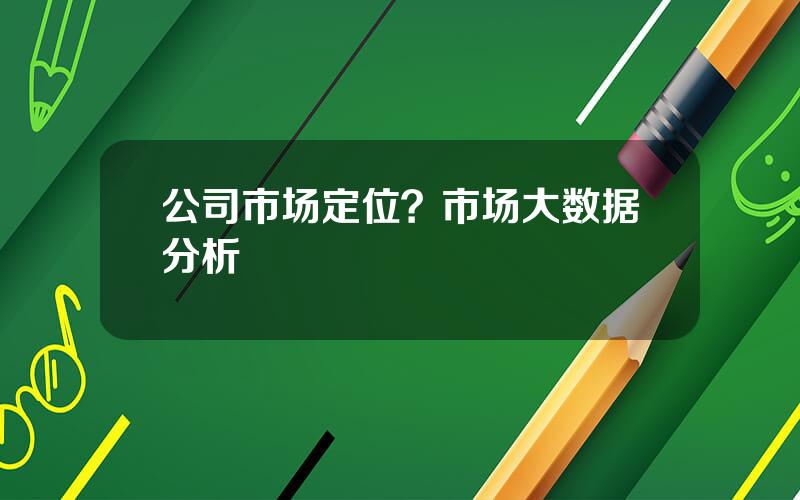 公司市场定位？市场大数据分析