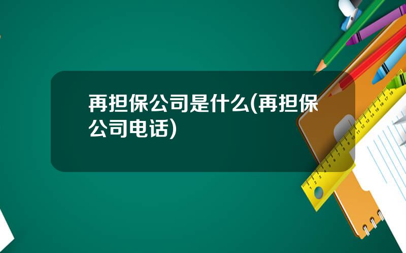 再担保公司是什么(再担保公司电话)