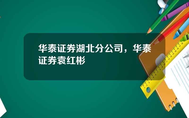 华泰证券湖北分公司，华泰证券袁红彬