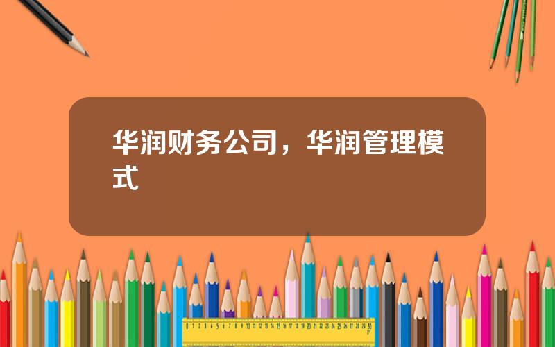 华润财务公司，华润管理模式