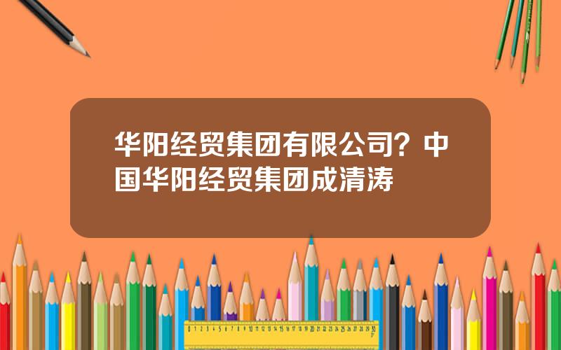 华阳经贸集团有限公司？中国华阳经贸集团成清涛