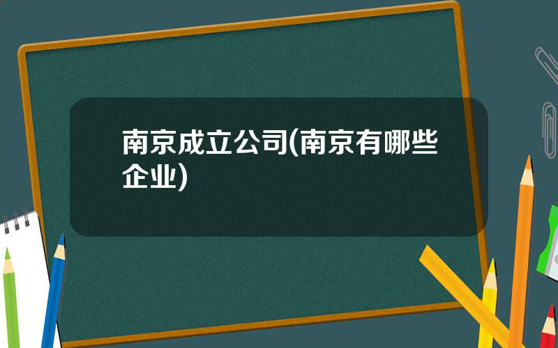 南京成立公司(南京有哪些企业)