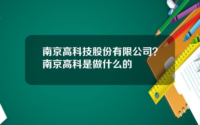 南京高科技股份有限公司？南京高科是做什么的