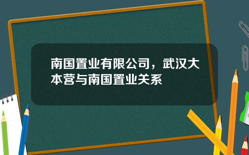南国置业有限公司，武汉大本营与南国置业关系