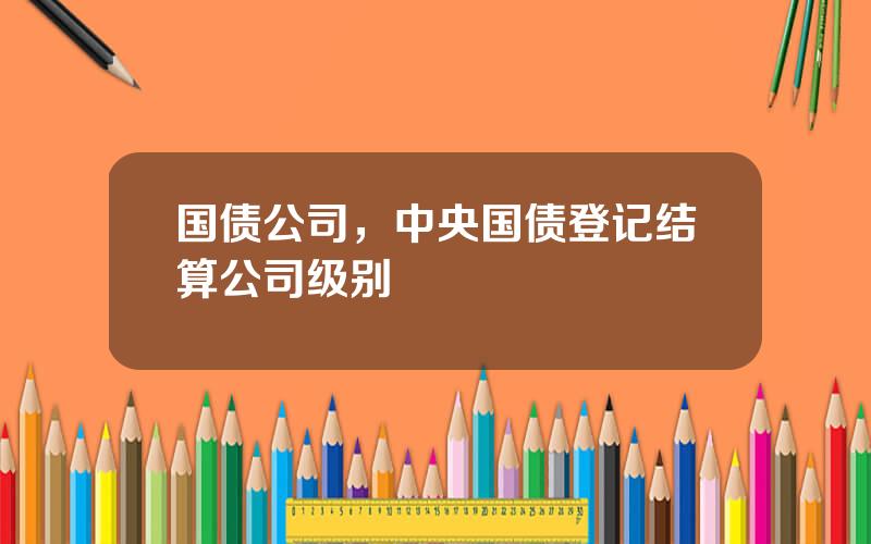 国债公司，中央国债登记结算公司级别
