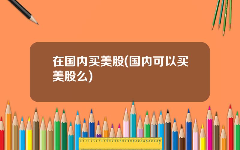 在国内买美股(国内可以买美股么)