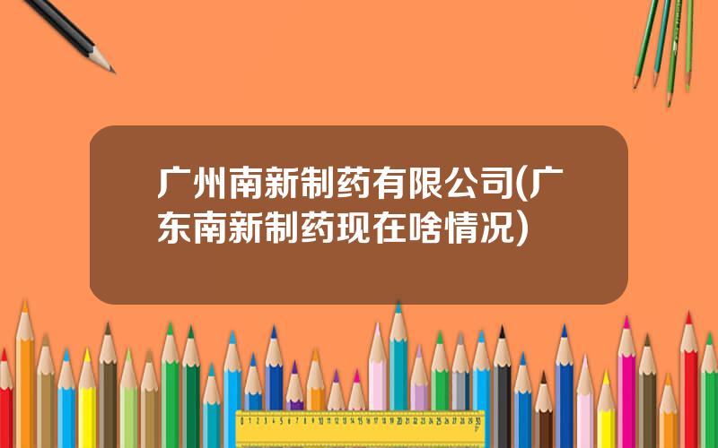 广州南新制药有限公司(广东南新制药现在啥情况)