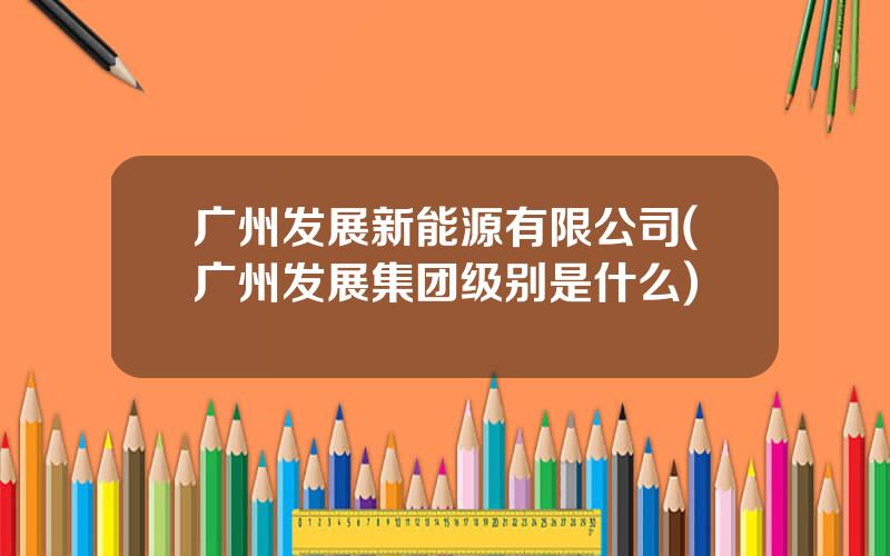 广州发展新能源有限公司(广州发展集团级别是什么)