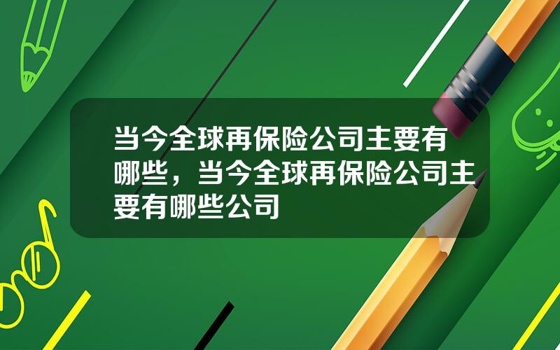 当今全球再保险公司主要有哪些，当今全球再保险公司主要有哪些公司