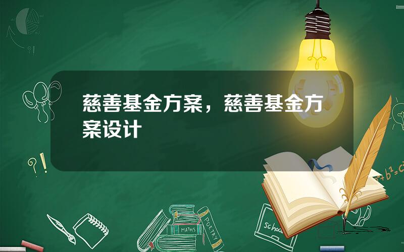 慈善基金方案，慈善基金方案设计