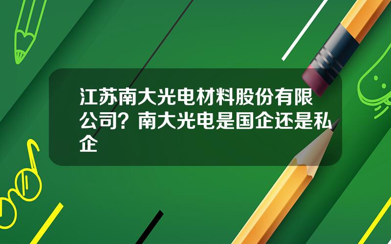 江苏南大光电材料股份有限公司？南大光电是国企还是私企