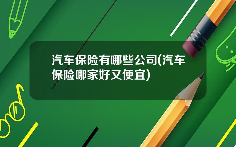 汽车保险有哪些公司(汽车保险哪家好又便宜)