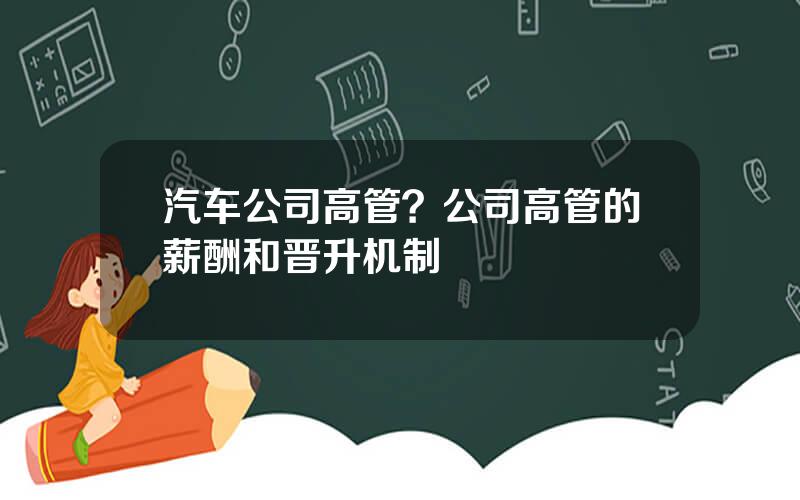 汽车公司高管？公司高管的薪酬和晋升机制