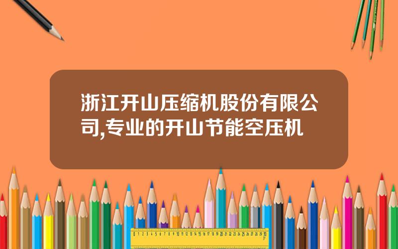 浙江开山压缩机股份有限公司,专业的开山节能空压机