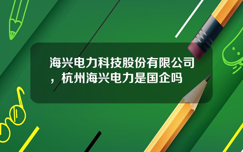 海兴电力科技股份有限公司，杭州海兴电力是国企吗